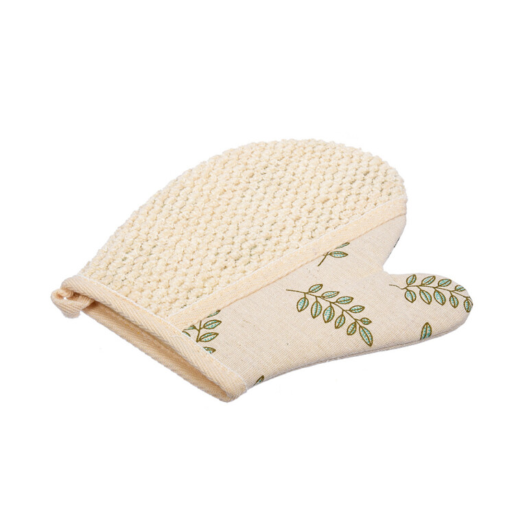 Мочалка "Листья" варежка 18*21 (Банные штучки)