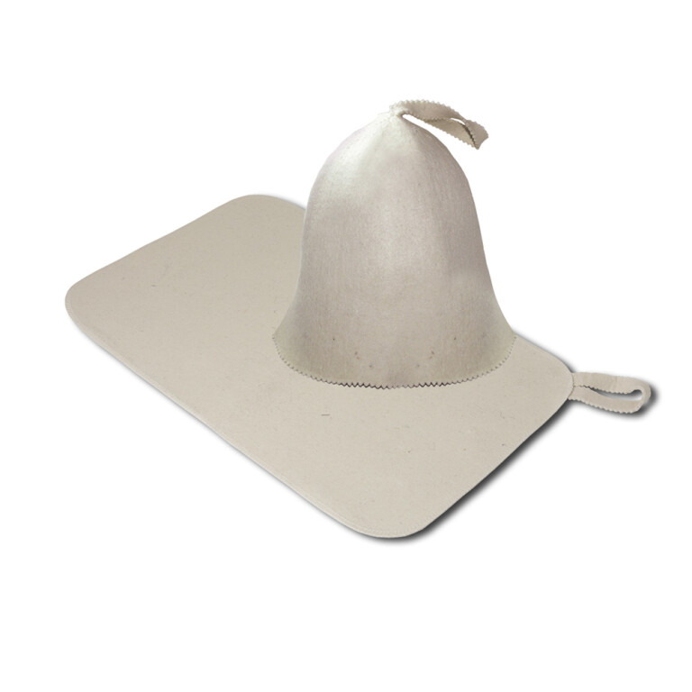 Набор 2 предмета/ шапка Классик+коврик белый (Банные штучки) войлок