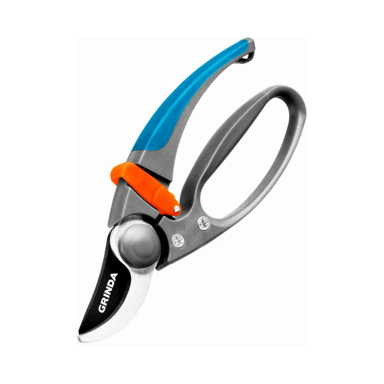 Секатор GRINDA PROFLine, плоскостной, с двухкомпонентными рукоятками, с эфесом, 210мм
