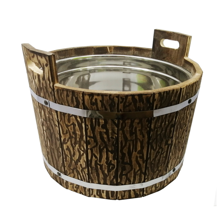 Шайка с нержавеющей вставкой 15л (МДФ) состаренная