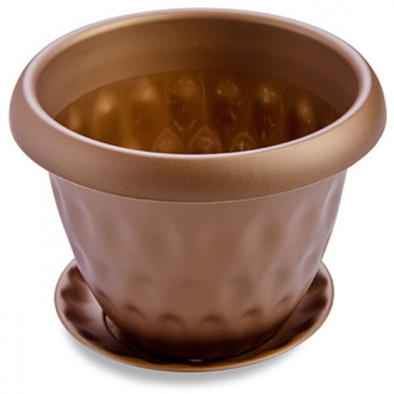 Горшок д/раст. "Розетта"21,0л 400 с подд. золотой (Мартика)