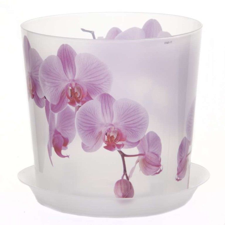 Деко кашпо D125мм 1,2л с/п Орхидея (М-пластика) М3105