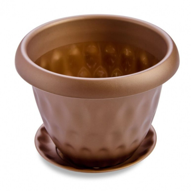 Горшок д/раст. "Розетта"2,8л 200 с подд. золотой (Мартика)