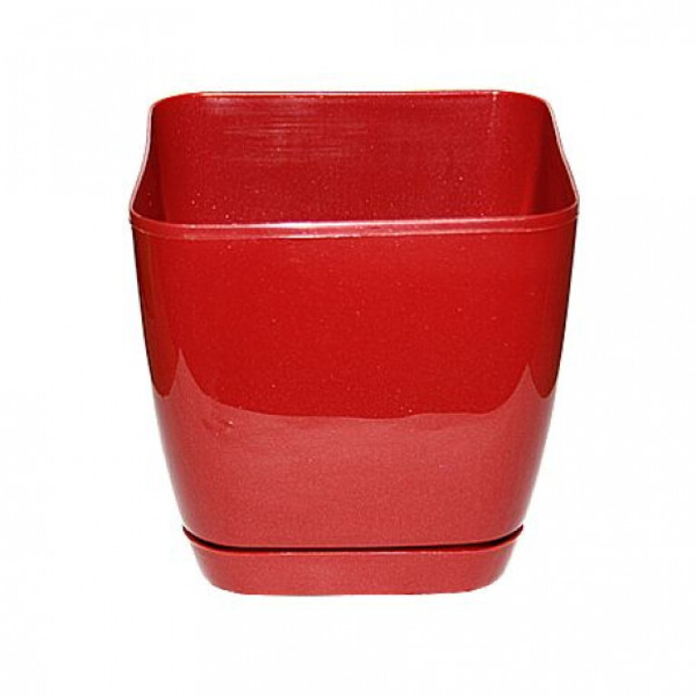 Горшок Тоскания с подст. 4  17 квадрат красн.металлик