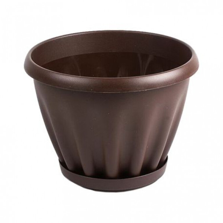Горшок Знатный с поддоном d 180 (2л) шоколадный (Материя Пластика)