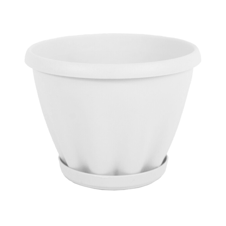 Горшок Знатный с поддоном d 140 (1л) белый (Материя Пластика)