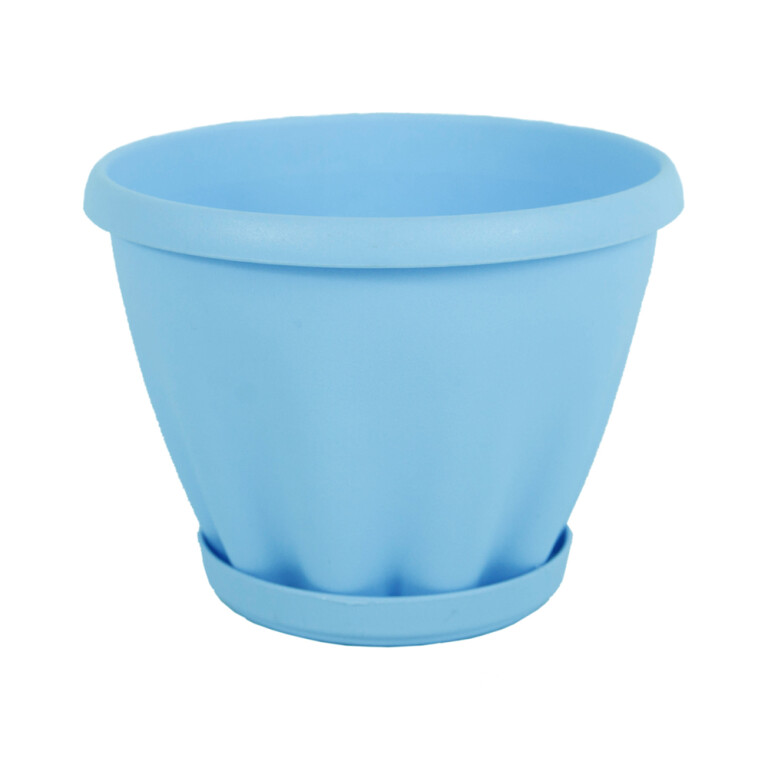 Горшок Знатный с поддоном d 110 (0,45л) голубой (Материя Пластика)
