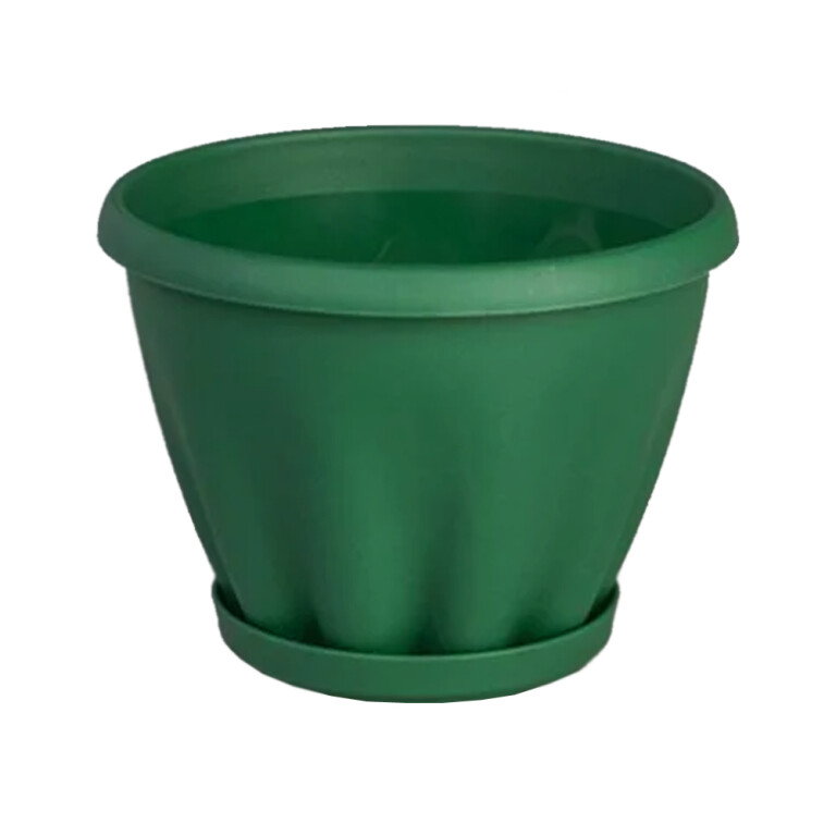 Горшок Знатный с поддоном d 110 (0,45л) темн.-зеленый (Материя Пластика)