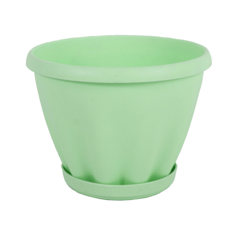 Горшок Знатный с поддоном d 110 (0,45л) зеленый (Материя Пластика)