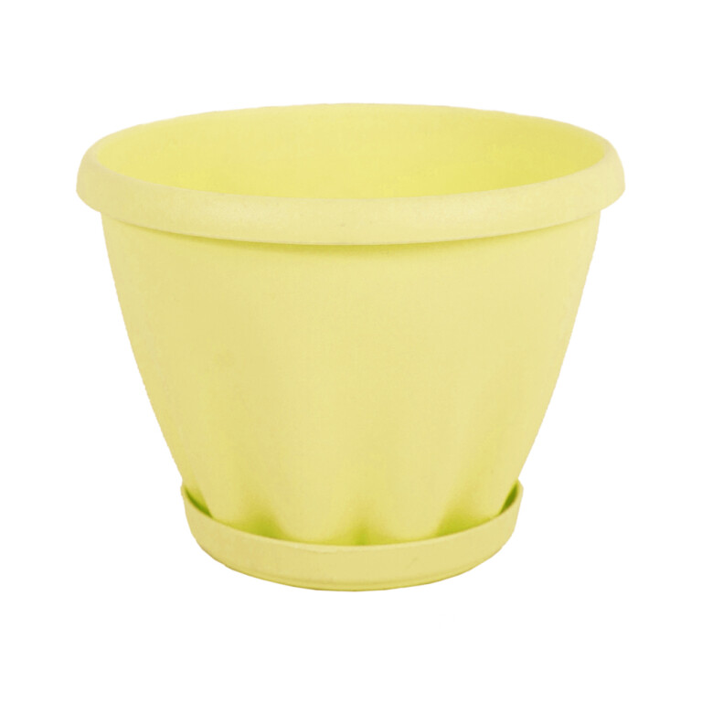 Горшок Знатный с поддоном d 110 (0,45л) желтый (Материя Пластика)