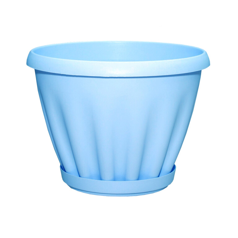 Горшок Знатный с поддоном d 225 (3,9л) голубой (Материя Пластика)