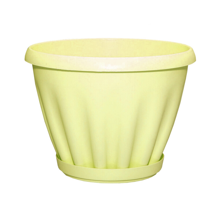 Горшок Знатный с поддоном d 225 (3,9л) желтый (Материя Пластика)