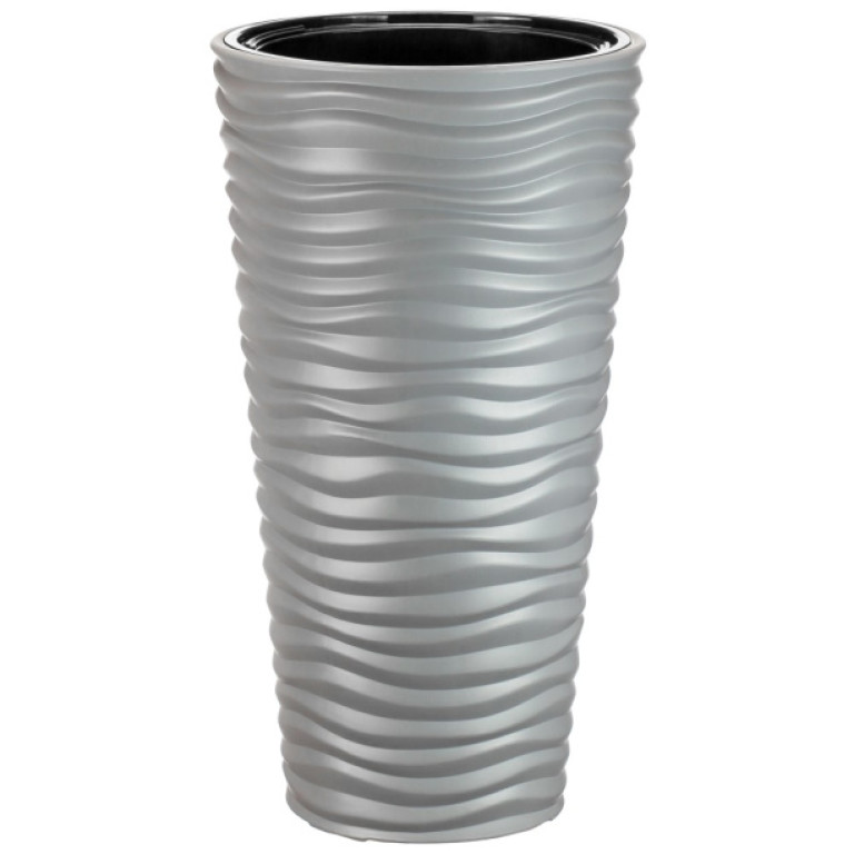 Кашпо напольное Оазис D290мм 5,0/25,0л h575мм со вставкой серый (Альтернатива) М8076