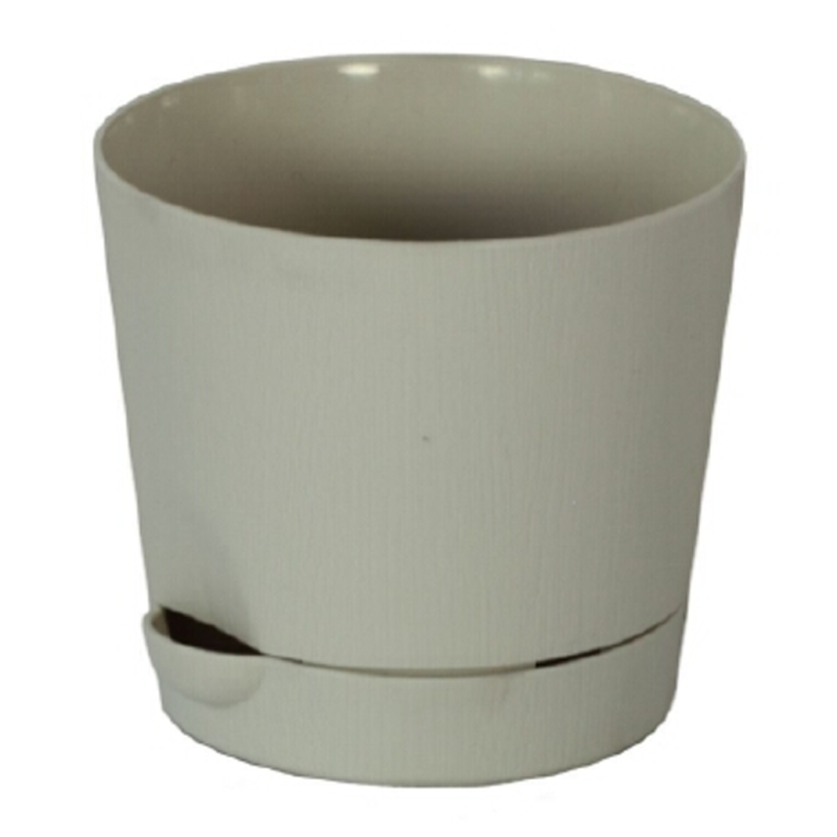 Горшок д/цв.0,4л кремовый с подд. (Интерм)