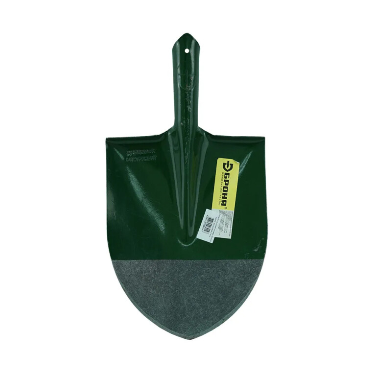 Лопата Штыковая универсальная зеленая БРОНЯ б/ч (рельсовая сталь) (СТС)