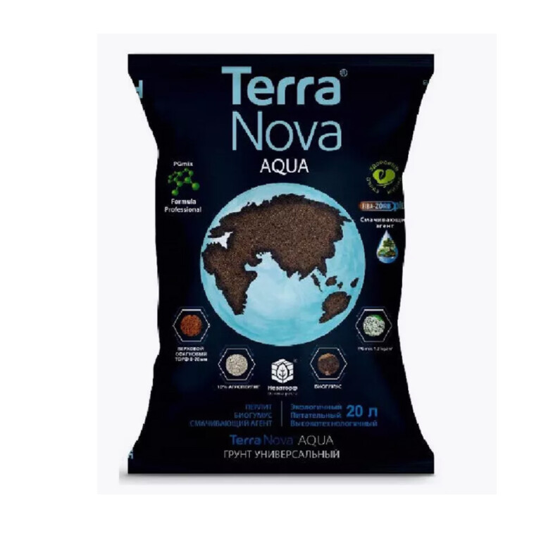 Грунт Терра Нова Аква 20л профессиональный субстрат, с биогумусом и 10% перлита (Норд Палп) 60
