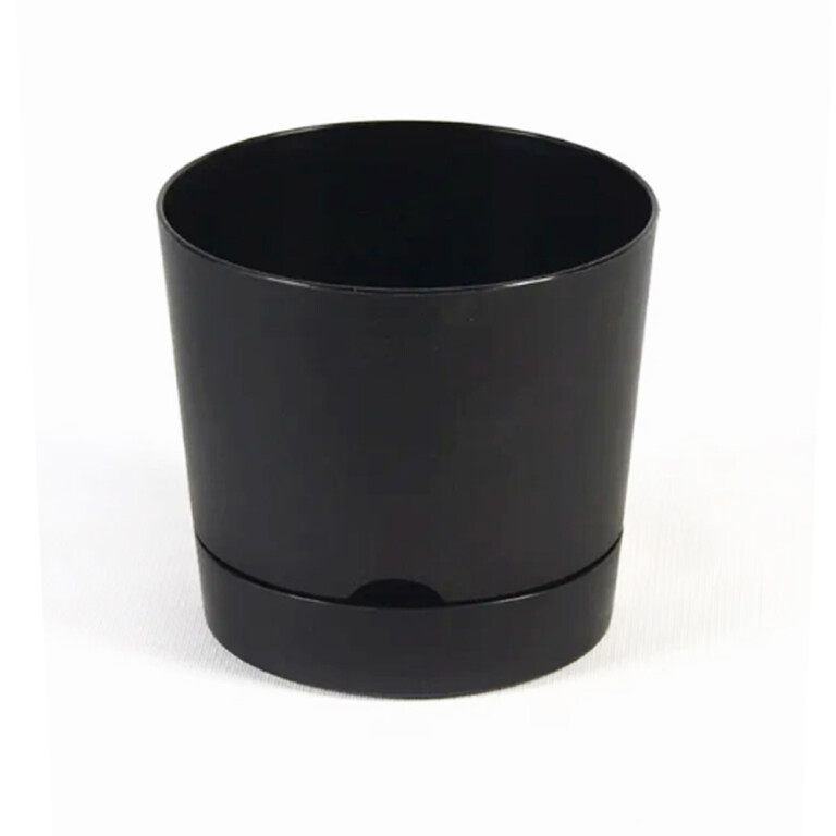 Гранд D25, 10.5л черный с подд. цветочный горшок (5PL)