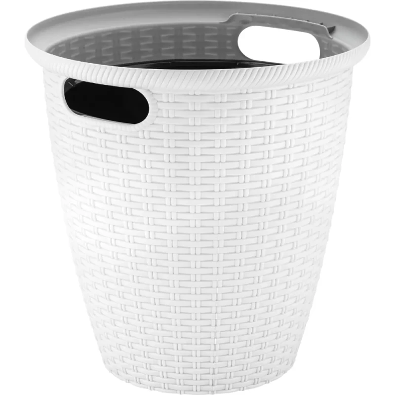 Кашпо напольное "Rattan" D266мм 6,0/10,0л h275мм вставка Белоснежный жасмин (Пластик Центр)